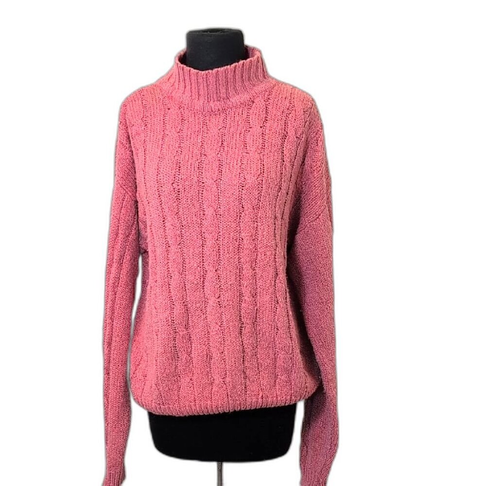 Women's Pink Cable Knit Sweater By Partners Mervyn's Size L
